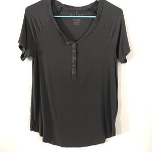 American Eagle grey soft and sexy henley tee Small